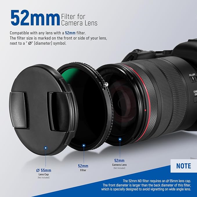 NEEWER 2 in 1 52mm Variable ND Filter ND2–ND32&CPL Filter(Circular Polarising) No X Cross/30 Layer Nano Coated/HD Optical Glass/Water Repellent/Scratch Resistant Polarizing Filter