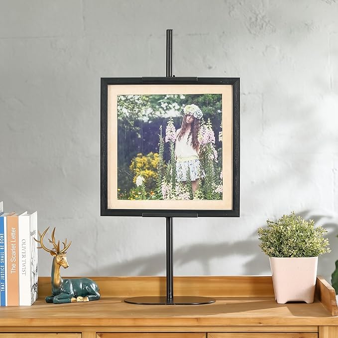 Adjustable Easel Stand, Tabletop Easel Stand for Picture Frames up to 28", Black Metal Picture Stand for Art Signs Photos, Framed Artwork Display Easel Stands for Home Events
