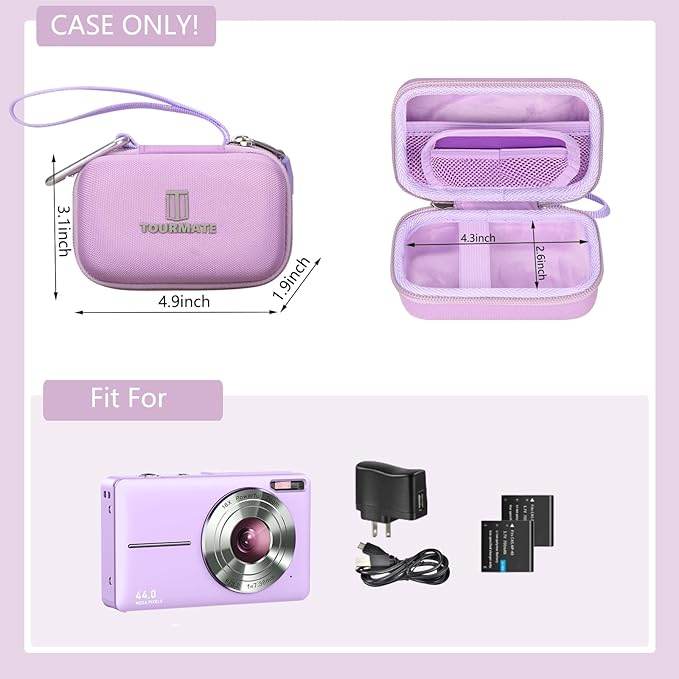 Hard Storage Case for CAMKORY/VAHOIALD/QONGUDS/Canon PowerShot 180 190/Sony DSCW800 830 Digital Camera Case Only (Purple)