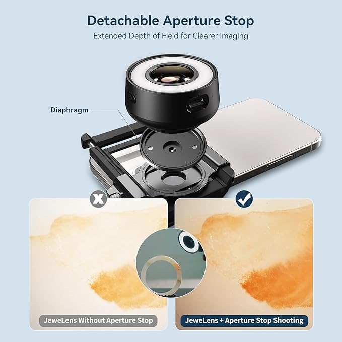 APEXEL 120X Phone Microscope Lens, Jewelers Loupe Magnifier with Eyecup/Illuminated LED Light/Universal Clip, Compatible with iPhone/Android Gems, Jewelry, Coins, Portable Mini Pocket Microscope