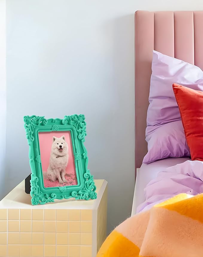 Pink Picture Frame 5x7 for Portraits Wedding Photos, Small Cute Decorative Frame with Stand for Cozy Home Decor, Unique Gift for Housewarming Birthday Baby Shower Graduation (Green)