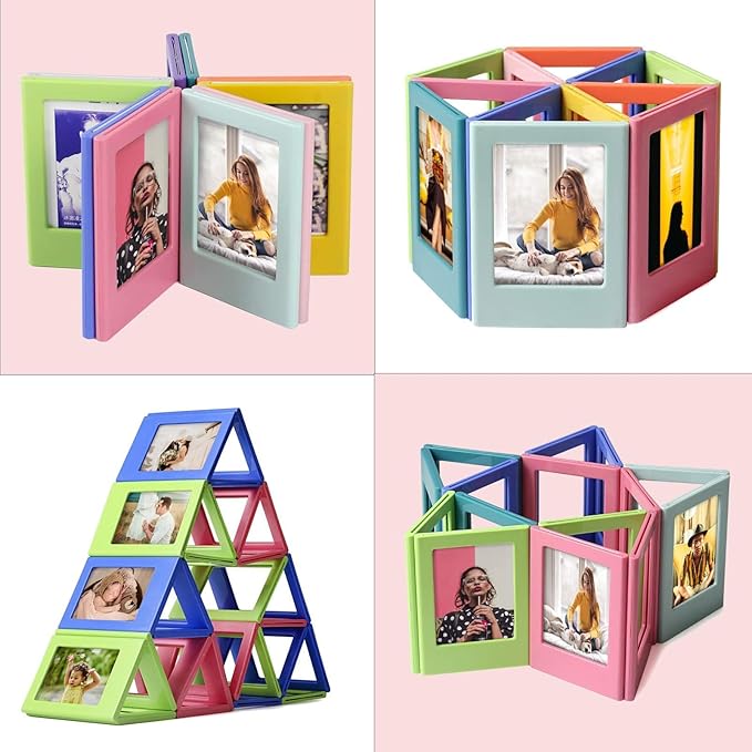 AG-UNICORN 10 Pack Magnetic 2x3 Picture Frames For Fujifilm Instax Mini Film, Cute Multiple Colorful Tiny Small 2 by 3 Inch Collage Photo Display Bulk Set For Refrigerator
