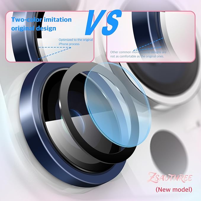 Top-Notch 9H+ Glass Lens Protector for iPhone 15 Pro Max/15 Pro,1:1 Invisible Fit,Ultra Clarity with 99.9% Light Transmission,Impact & Scratch Resistance,Smudge-Free (Titanium Blue)