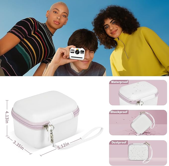 ANKHOH Digital Camera Case for Polaroid Go Generation 2 Gen 2/9035/9071/9070 Instant Mini Camera, Instax Film Cameras Storage with Mesh Pocket for Photo, Stickers (Box Only) (White-purple)