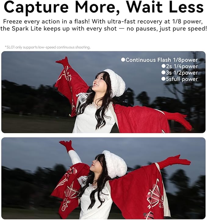 ULANZI SL02 Camera Flash with Video Light, GN8 6500K Mini Flash Speedlite, 4 Power Levels, Compatible with Sony ZV-1/ZV-E10/Canon/Nikon/Fuji/Panasonic/Leica/Olympus, 【Not Fits Sony ZV-1F】
