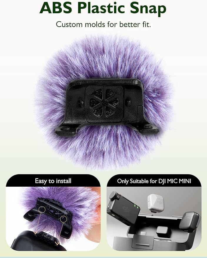 Microphone Windscreen for DJI Mic Mini - 2 Packs Furry Mic Wind Muff Cover Suitable for DJI Mini Reduce Wind Noise (Purple)