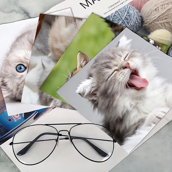 CREATCABIN 6 Pcs Cute Cats Microfiber Glasses Cleaning Cloth Reusable Thicken Sunglasses Cloth Soft Multicolor Eyeglasses Cleaner Wipes Washable for Camera Cell Phone Screens Glasses Gift 6x6in