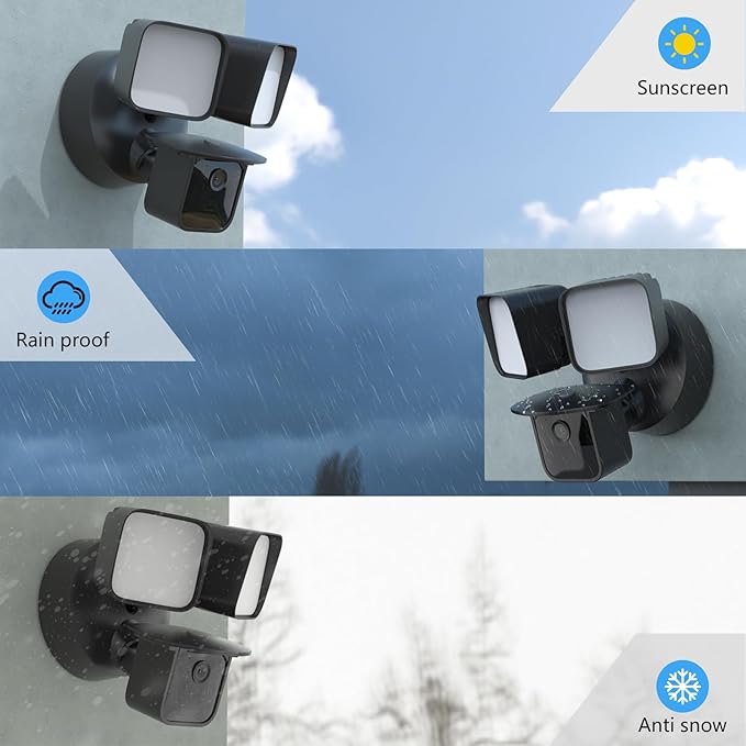 HOLACA Sun Rain Shade Camera Cover for Blink Wired Floodlight Camera (Black)