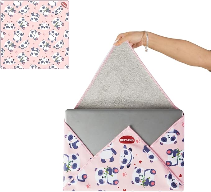 Camera Protective Wrap, Lens Protector Wrapper, 22 x 22 Inch Pink Panda Pattern Magic Self-Adhesive Cloth for Camera/Lens/Phone/DSLR/Laptop/Accessories, Anti Scratch Equipment Wrap Storage Pouch