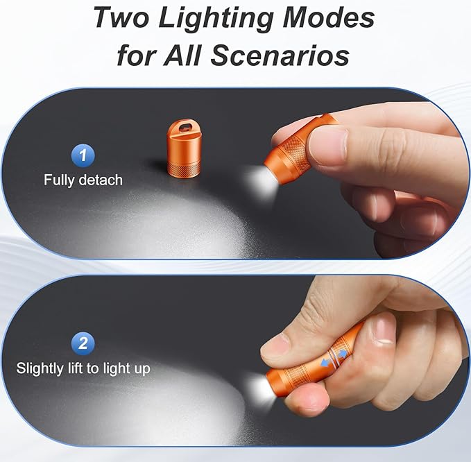 EDC Mini Flashlights High Lumens LED Pocket Keychain Magnetic Activation Flashlight Type-C Rechargeable Small Flashlight Long Battery Life & Long Illumination Distance -LT090 Mini X1 (2, Orange)