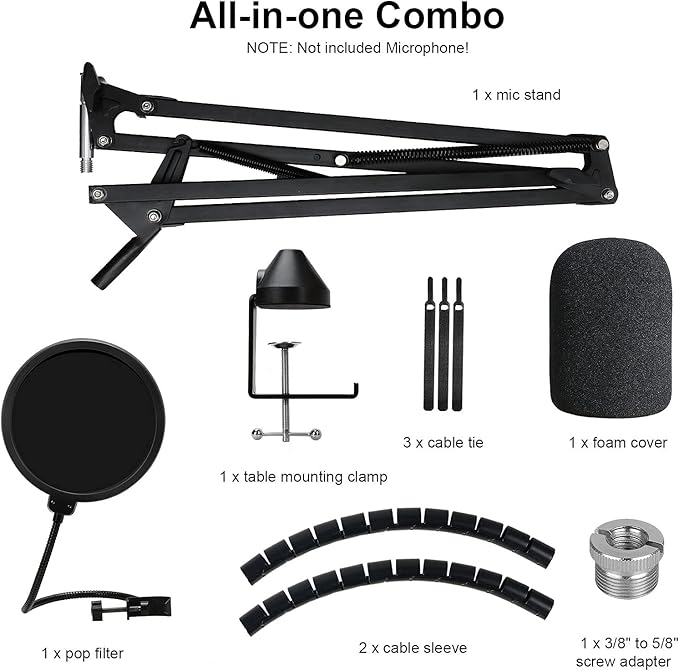 Razer Seiren X Boom Arm with Pop Filter - Professional Mic Stand for Broadcasting and Recording by YOUSHARES