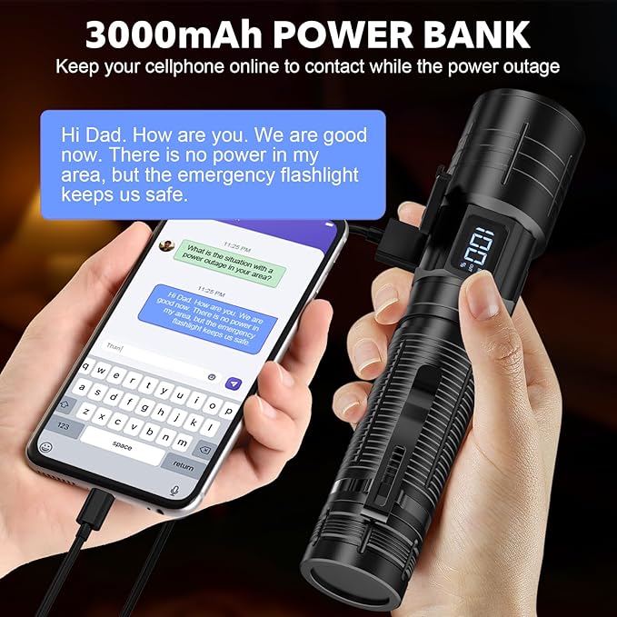 AdamStar Flashlight High Lumens Rechargeable Super Bright Flashlight Zoomable LED Flash Light with Dimmable, 6 Modes Waterproof Handheld Powerful Tactical Flashlights for Camping Emergency (4 Pack)
