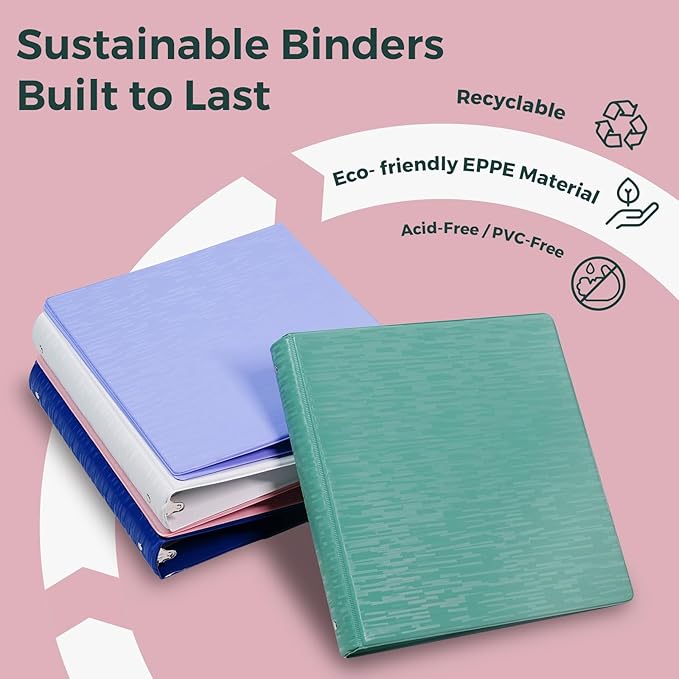 POPRUN 3 Ring Binder 1.5 Inch, PVC-Free, Holds 325 Sheets of 8.5 x 11 Paper, Extra Durable Organizer with 2 Pockets for School & Office, Heavy-Duty, 1 Pack, Prussian Blue
