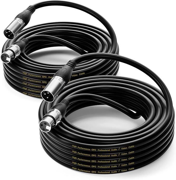 EBXYA XLR Cable 35ft 2 Packs - Premium Balanced Microphone Cable with 3-Pin XLR Male to Female Mic Speaker Cable, Black