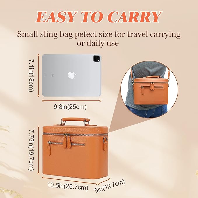 Divvia Camera Sling Bag, Waterproof PU Leather Crossbody Camera Case for Photographers, Small Shoulder Bag Compatible for Canon Nikon Sony (Brown)