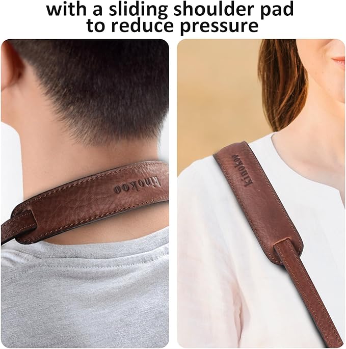MUZIRI KIINOKOO Genuine Leather Camera Neck Shoulder Strap - Vintage Leather Shoulder Strap for Most of Digital Cameras