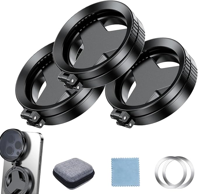 Anti-Glare Magnetic Phone Filter, Professional 52mm CPL Polarizing Lens, Magnetic Bracket Mobile Phone Filter, Reduces Reflections Enhances Colors for Universal Smartphone Photography (3 Pcs)