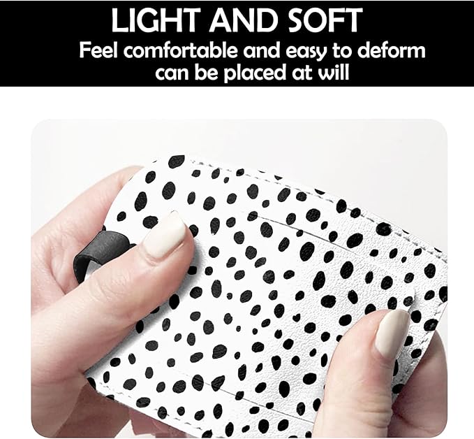 2 Pack Luggage Tag Suitcase Tags PU Leather Identifiers Privacy Cover Luggage Tags Aesthetic Cute Travel Bag Labels for Women Girls Men-Black Spot