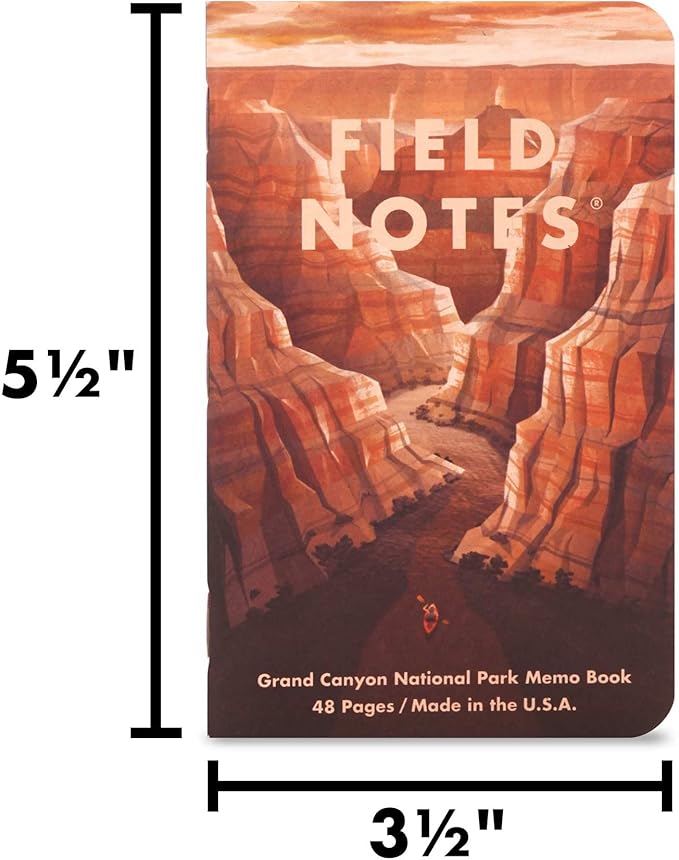 Field Notes: National Parks Series (Series B - Grand Canyon, Joshua Tree, Mount Rainier) - Graph Paper Memo Book 3-Pack - 3.5 x 5.5 Inch