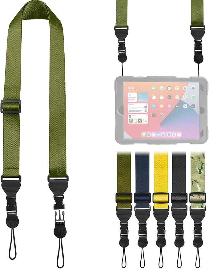Nylon iPad Strap, Adjustable Camera Neck Strap, Comfortable Shoulder Strap for iPad, Cellphone Tablet, Camera, Laptop, Binocular, Luggage Bag (Green Universal Neck Lanyard)