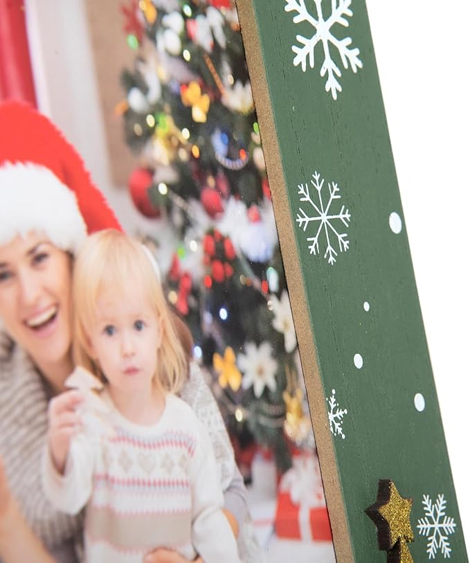 kennethan Christmas Red&Green Frame 4x6 Picture Frame with Gold Christmas Tree Decoration 2 Pack Wooden Frame with Glass can Display 4x6 Picture on the Table