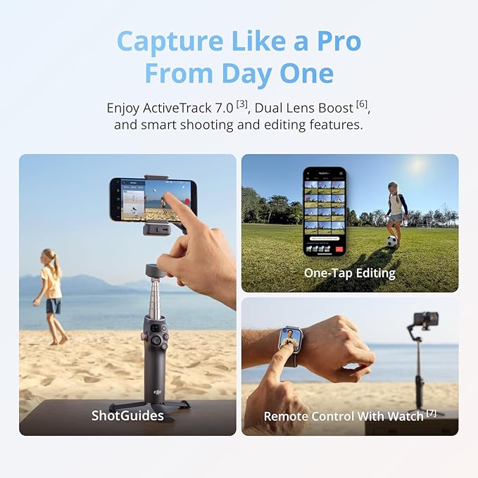 DJI Osmo Mobile 8 Advanced Tracking Combo Gimbal Stabilizer for Phone, AI Native Tracking with Audio & Lighting, 360° Pan Rotation, Built-in Extension Rod & Tripod, 10h Battery, Extension Rod