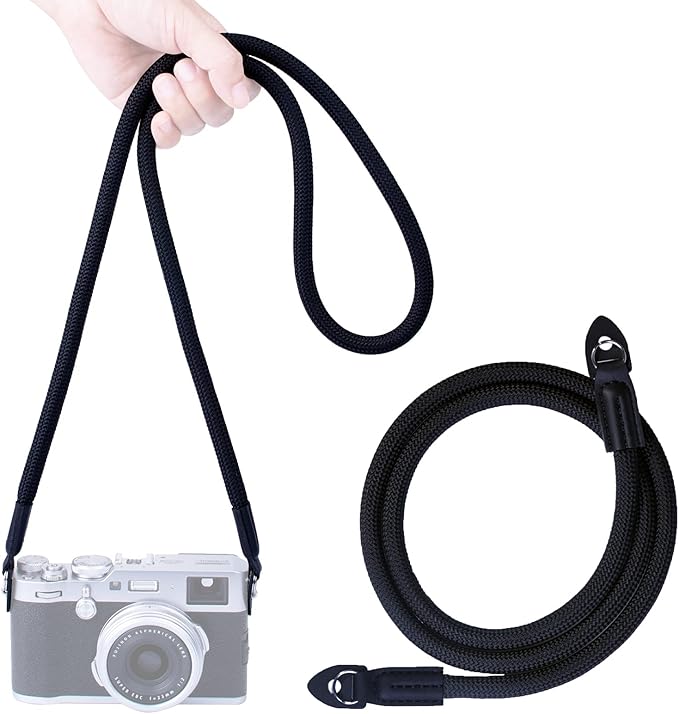 Camera Strap,Climbing Rope Camera Strap for DSLR SLR Mirrorless Camera Neck Shoulder Strap 120cm Black