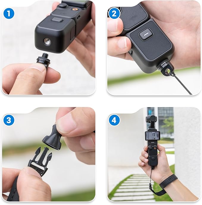 Adjustable Nylon Camera Hand Wrist Strap Lanyard with 1/4"20 & Quick Release Design for DJI Osmo Pocket 3 Pocket3 Creator Combo Accessories Xtra Muse Osmo 360 Insta 360 X5 X4 X3 Mobile 7P 6 Stabilizer
