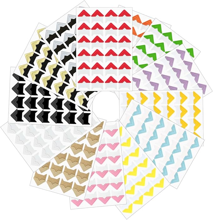 ALLYDREW Photo Corner Stickers, Photo Mounting Self Adhesives for DIY Crafts, Scrapbooking, Album, Diary, 13 Sheets / 312 Pieces
