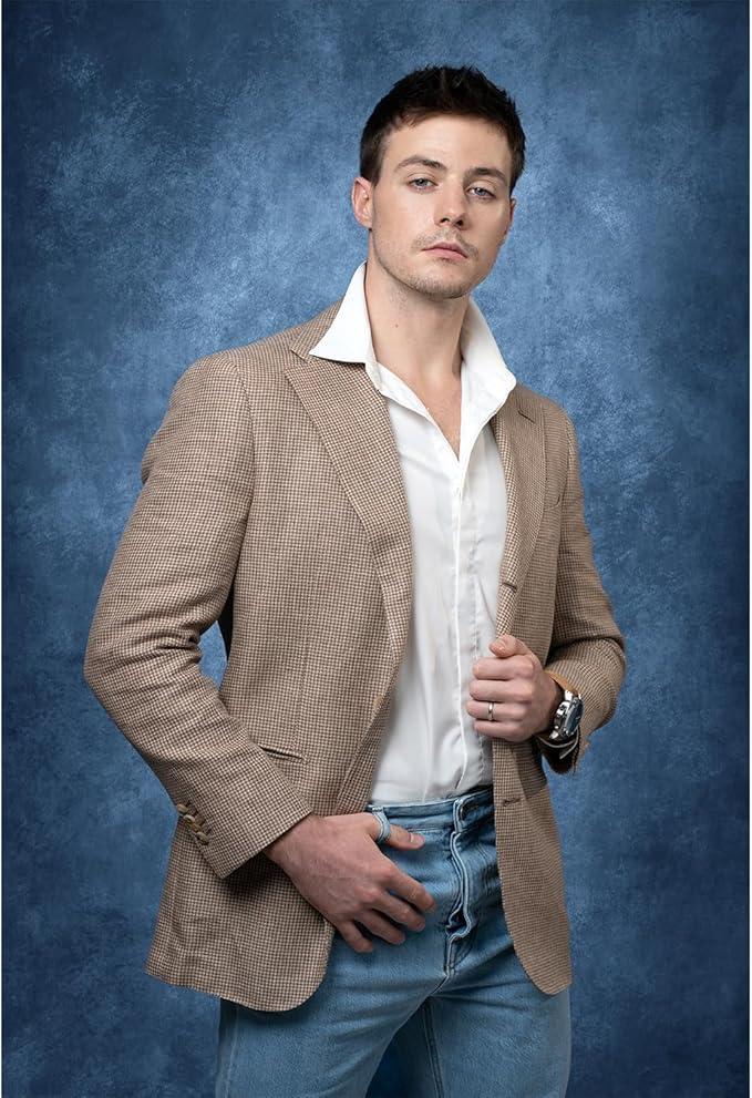 UrcTepics 8×12 Abstract Blue Headshot Backdrop, Professional Portrait Backdrops for Studio, Yearbook Graduation Photography Backdrops, Polyster Photo Backdrop Includes a 10cm Wide Rod Porket.