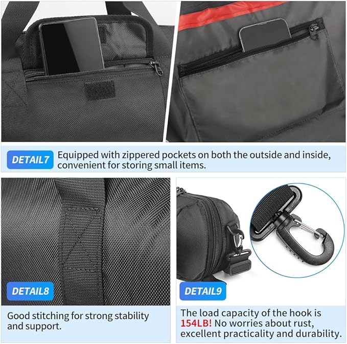 HEMMOTOP Tripod Bag, 47x8.3in All Sides Thick Padded Tripod Carrying Case with Shoulder Strap and Handle, Heavy Duty Light Stand Bag with Two Zippered Pockets for Pool Cue, Speaker Stand -R12021
