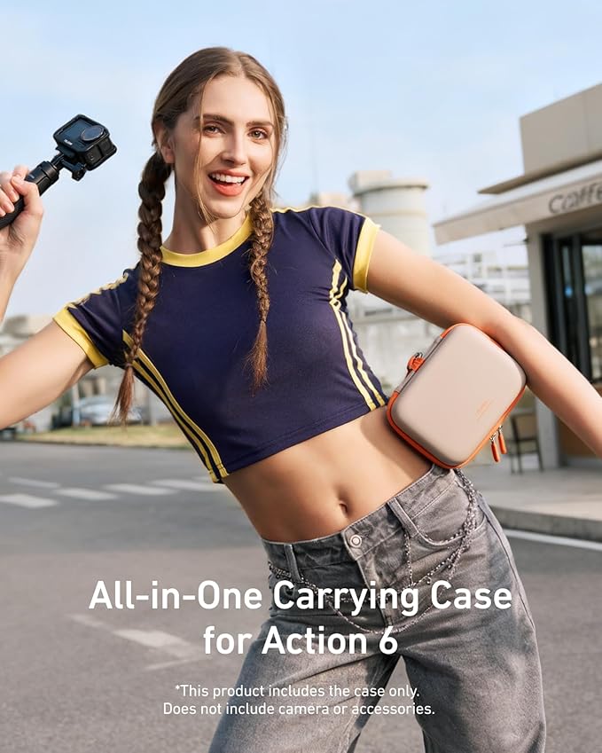 TELESIN DisAdv Carrying Case for DJI Osmo Action 6 and Official Accessories, Waterproof Hard Carrying Bag for Camera Batteries Filter Mount, DJI Osmo Case Hard Shell Action Camera Bag, Grey