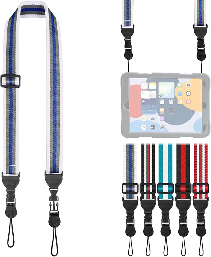 Adjustable Shoulder Strap, Comfortable for Camera Neck Lanyard iPad Strap iPad Strap for iPad, Camera, Binocular, Crossbody, Tablet, Laptop, Binocular, Luggage Bag(Blue, Gray & White A29+1)