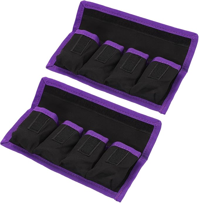 PATIKIL Camera Battery Pouch Cases, 4 Pocket Nylon DSLR Battery Case Holder Storage Bag for AAA, LP-E6, LP-E8, NP-FW50, EN-EL14, EN-EL15 Batteries (Purple)