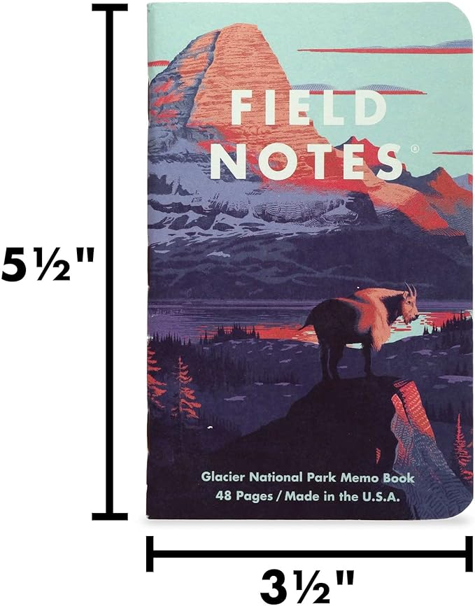 Field Notes: National Parks Series (Series F - Glacier, Hawai'I Volcanoes, Everglades) - Graph Paper Memo Book 3-Pack - 3.5 x 5.5 Inch