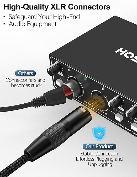 6FT XLR Microphone Cable – Pro-Grade Balanced Audio Cord with Dual Shielding (Foil + Copper Braid), Hi-OFC Copper Core, Low Capacitance, Durable MIL-Spec Design – Male to Female for Studio, Mixer, Mic