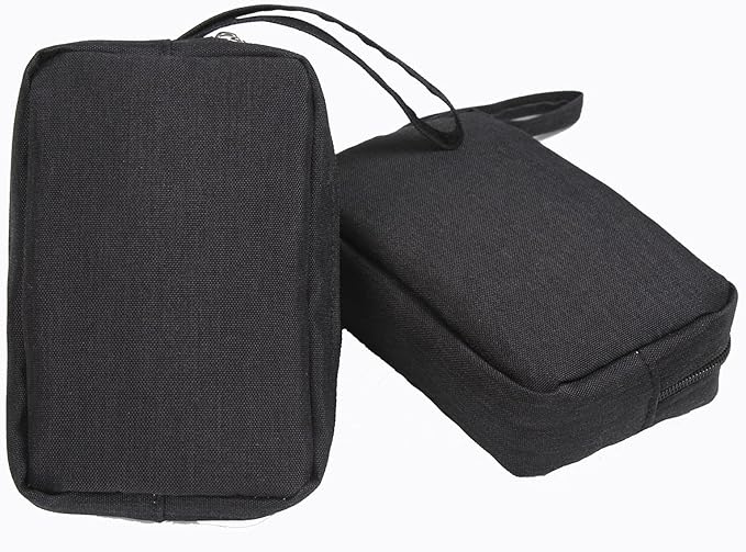 2 Pieces Small Zippered Pouch, Portable Electronics Soft Organizer, Little Toiletry Carry Bag Mini Cosmetic Makeup Bag, Coin Purse Wallet, Travel Accessories Make up Case for Purse,Storage Black