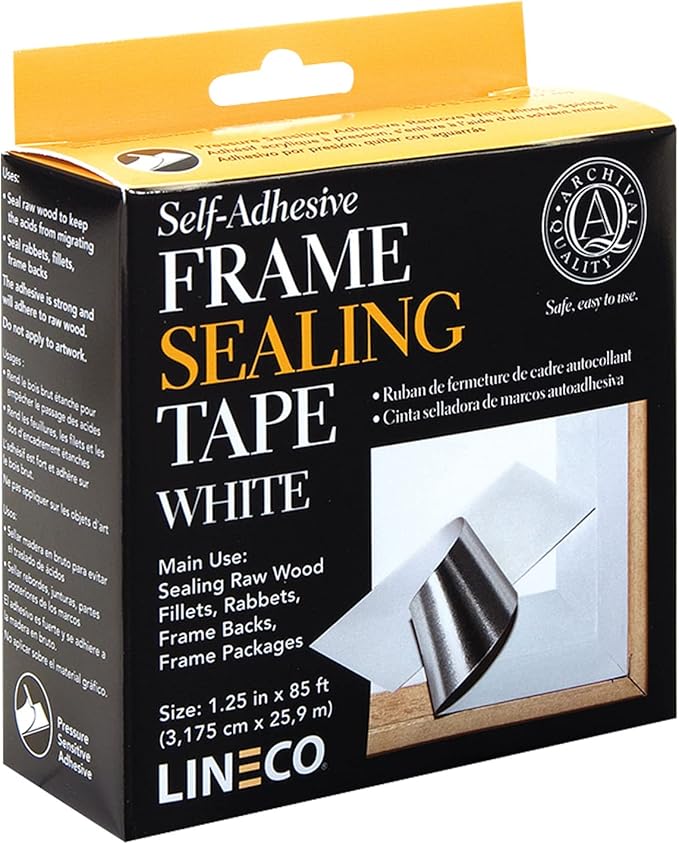 Lineco Archival Self-Adhesive Frame Sealing Tape. Acid-Free, Non-Yellowing Tape, for Seal Framing Backs, DIY, Crafts, White, 1.25" x 85 ft. Pack of 1