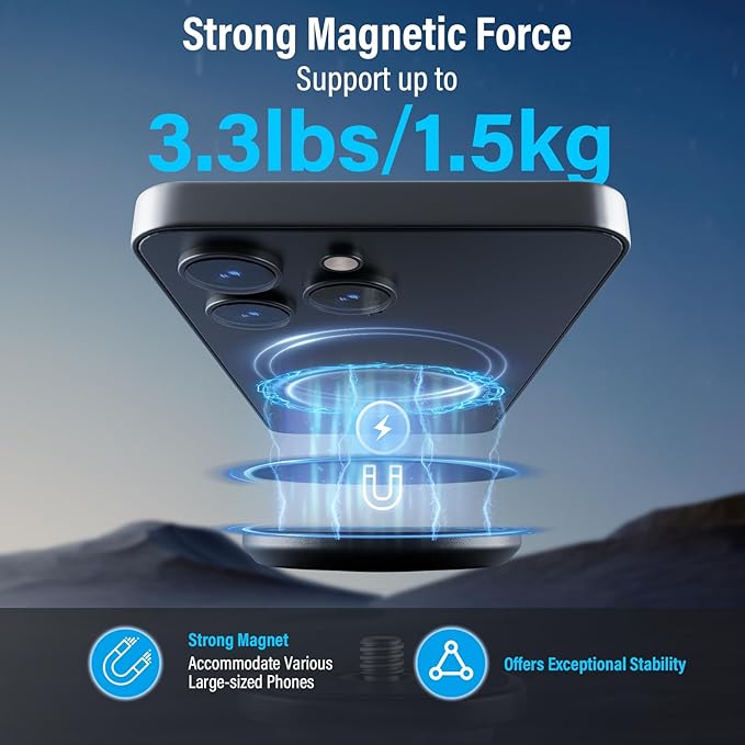 Sirui Magnetic Phone Tripod Mount Adapter with 3 Adhesive Rings Compatible with MagSafe for iPhone 15, 14, 13, and 12 Series, Magnetic Phone Holder for Tripod, Selfie Stick, Magic Arm, AM-MF