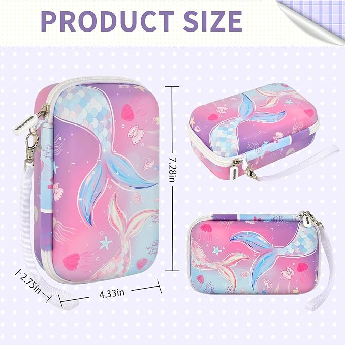 Case Compatible with DYLANTO for ESOXOFFORE for ETIKEZ for YTETCN for DUDUDRAGON Instant Print Camera, Kids Camera Storage for Accessories (Box Only) (Case and 3 Paper Rolls, Purple-fish)
