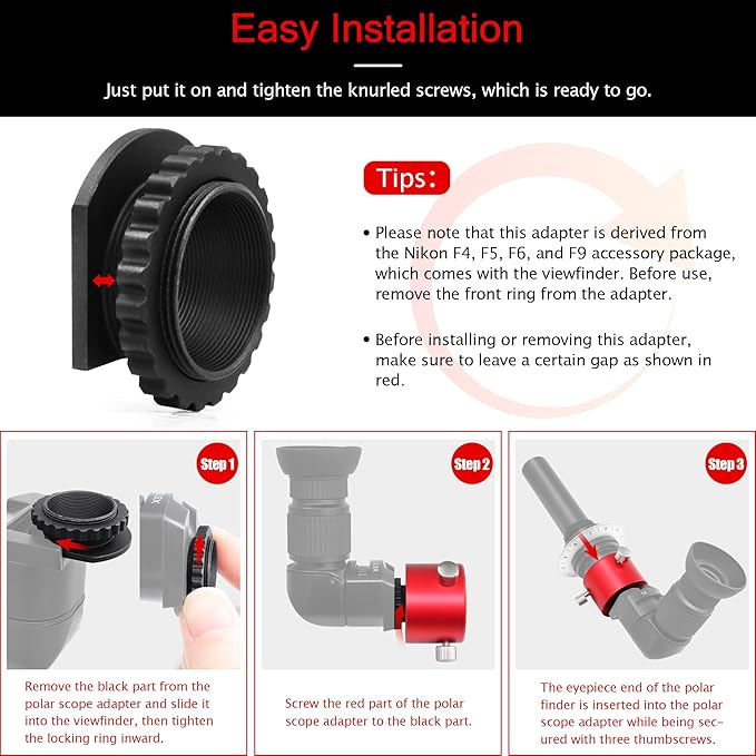 Astromania Right Angle Viewfinder for Camera & Polar Scope, 1X/2.5X Magnification Included 6 Mounting Adapters with Polar Scope Metal Adapter, Excellent Combination for Observing More Natural Beauty