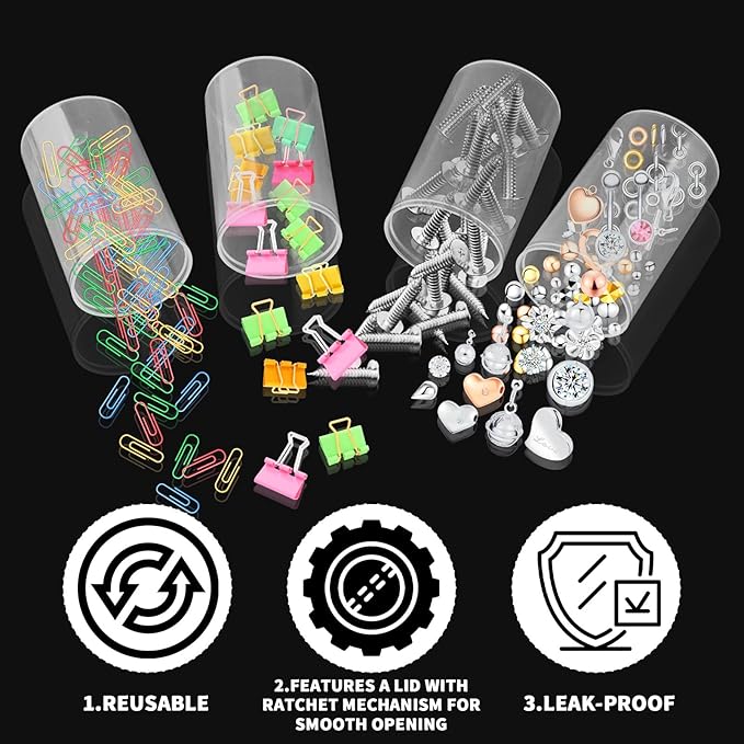 10 PCS Empty Clear Film Canisters with Lids, Small Film Canister Storage Containers Rocket Tube for Science Projects, Small Film Cans Sewing Storage Case for Art Supplies, Beads, Fish Hooks