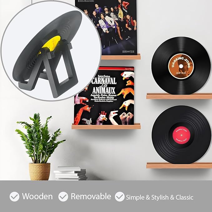 Country Rustic Plate Display Stand Pack of 3, Wooden Photo Stands for Table Display, 8-Inch Plate Stand for Display, Vinyl Record Display Stand, Wooden Photo Easels