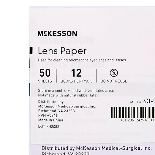 McKesson Lens Cleaning Paper for Glasses, Eyepieces, Optical Instruments - Thin Lens Paper for Microscopes, Cameras - 4 in x 6 in, 12 Count