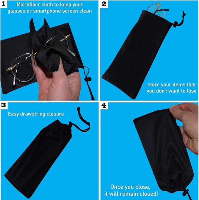 Mamlyn Premium Quality Microfiber Sunglasses Pouch With Spring Fastener