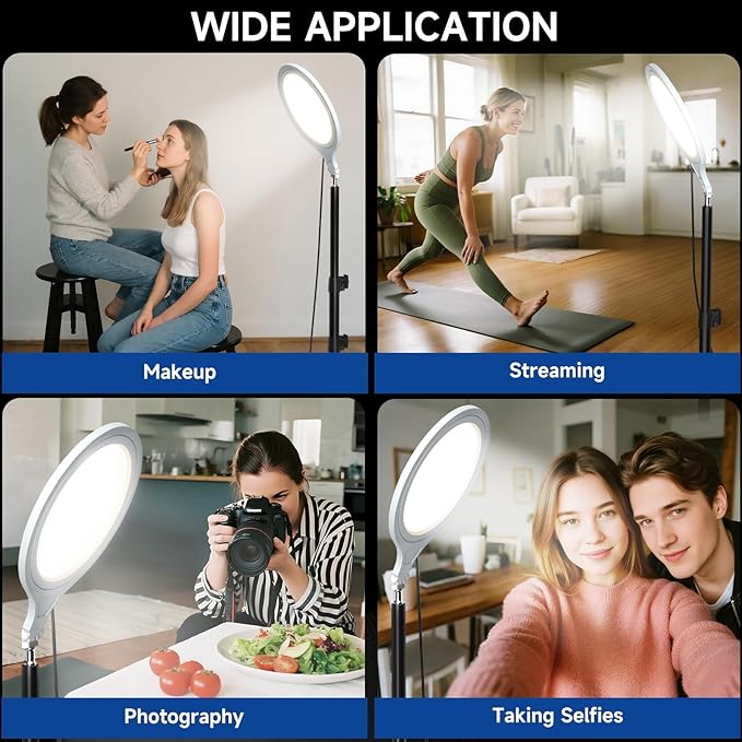 Ring Light Tripod for iPhone, 10" Selfie Ring Light with Tripod Stand and Phone Holder, Professional LED Circle Lighting for Video Recording, Conferencing, Makeup, Streaming, Tiktok, YouTube