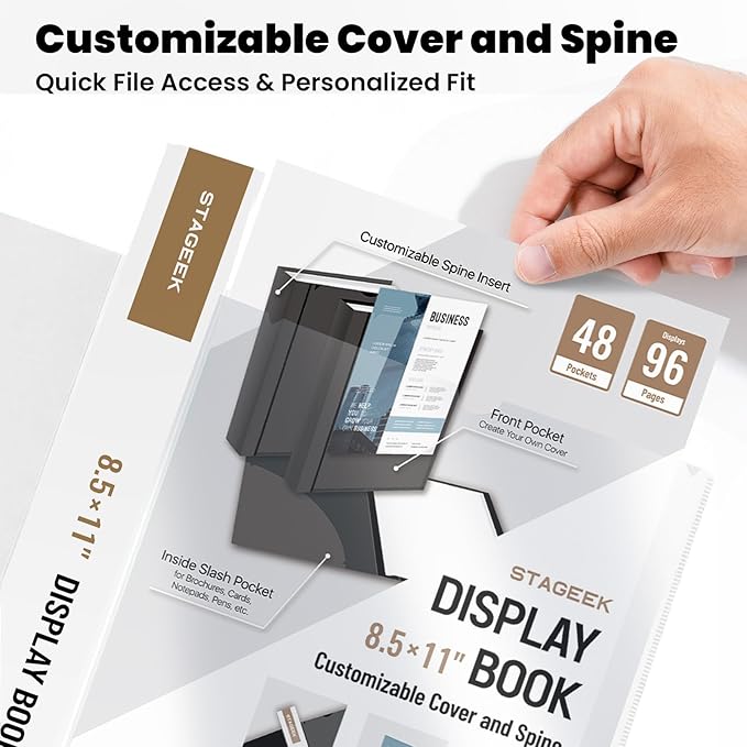 STAGEEK 48-Pocket Portfolio Binder Display 96 Pages, 8.5x11 Binder with Plastic Sleeves, Art Portfolio Folder with Clear Sheet Protectors, Presentation Book for Artwork, Document Organizer