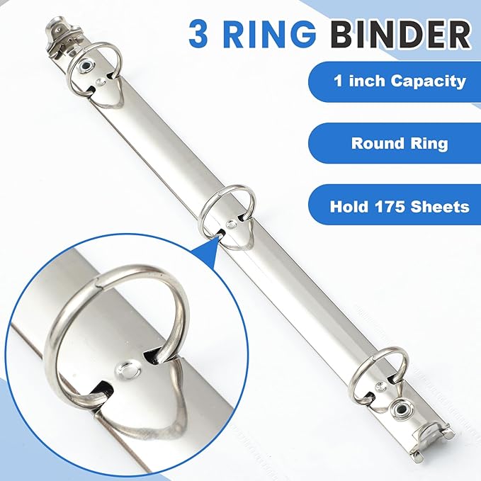 Henoyso 4 Pcs Legal Size Binder with View Cover 3 Ring 1" Durable PP Plastic White Binders for 8.5" x 14" Paper Hold up to 175 Sheets for Documents, Office, Home, Work Places