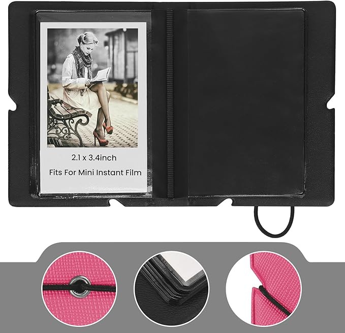 Lifting 2 Pack Mini Photo Album with 28 Pocket 2x3 Inch Pictures Fits for Fujifilm Instax Mini 7s 8 9 11 25 26 40 50s 90 Evo Z2300 Instant Camera, Polaroid Snap,Kpop Photocard Holder (Rose Red)