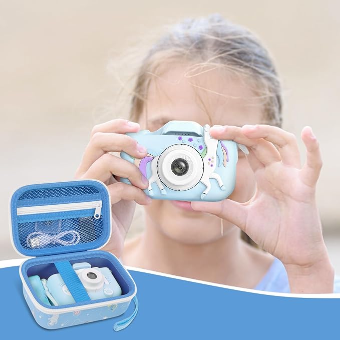 ANKHOH Kids Camera Case for Goopow/for Mgaolo/for CIMELR/for Seckton/for OZMI/for Dylanto Digital Camera Toys and Video Camcorder Storage Holder Organizer -Blue(Box only)